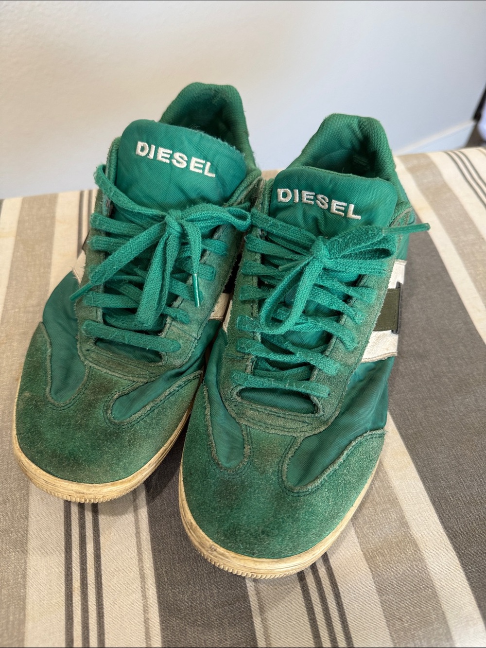 DIESEL Men's Emerald Green Suede & Textile Sneakers